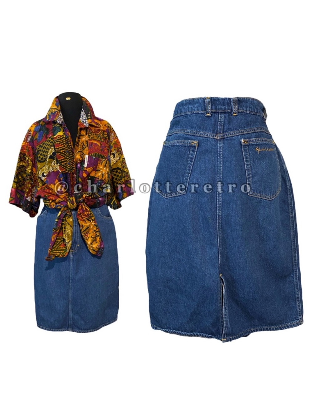 vtg Gloria Vanderbilt Denim Skirt